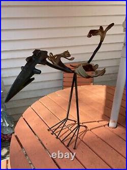 OOAK Architecural Wrought Iron Metal Art Sculpture Heron Yard Art 18t x 25L