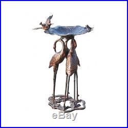 Ornate Metal Bird Bath Garden Statues And Sculptures Bird Crane Heron Yard Art