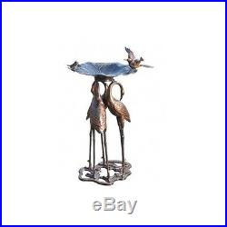 Ornate Metal Bird Bath Garden Statues And Sculptures Bird Crane Heron Yard Art