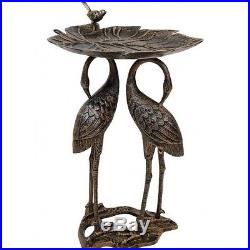 Ornate Metal Bird Bath Garden Statues And Sculptures Crane Heron Bird Yard Art