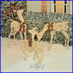 OUTDOOR LIGHTED PRE LIT 3-Pc Deer Family DISPLAY SCENE CHRISTMAS YARD ART DECOR