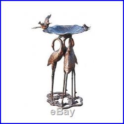 Ornate Metal Bird Bath Garden Statues And Sculptures Crane Heron Lawn Yard Art