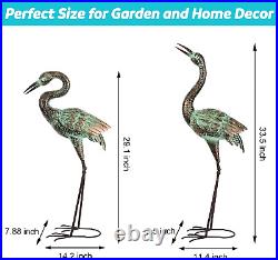 Outdoor Blue Heron Sculptures Garden Crane Statues Metal Bird Decor for Yard