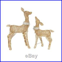 Outdoor Christmas 36 In. Deer 28 In. Doe LED Lighted Gold PVC Yard Home Decor