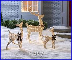 Outdoor Christmas 3pc Golden Lighted Deer Family Set Display Holiday Yard Decor