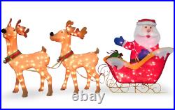 Outdoor Christmas Decorations Santa with Sleigh Yard lawn Roof Lighted Display