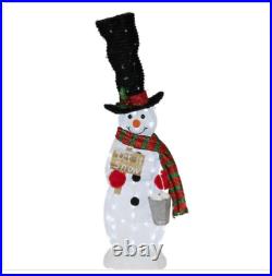 Outdoor Christmas Lighted Snowman Tophat Sculpture Yard Decor Lawn Figurine NEW