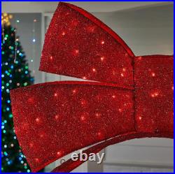 Outdoor Christmas Yard Decoration 9.5ft Holiday Arch Pre Lit LED Lights Red Bow