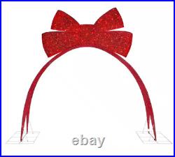 Outdoor Christmas Yard Decoration 9.5ft Holiday Arch Pre Lit LED Lights Red Bow