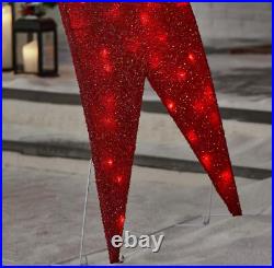 Outdoor Christmas Yard Decoration 9.5ft Holiday Arch Pre Lit LED Lights Red Bow