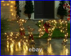 Outdoor Christmas Yard Decoration Pre Lit Holiday Deer Family LED Lights Lawn