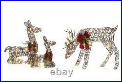 Outdoor Christmas Yard Decoration Pre Lit Holiday Deer Family LED Lights Lawn