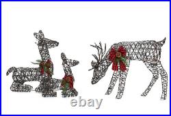 Outdoor Christmas Yard Decoration Pre Lit Holiday Deer Family LED Lights Lawn