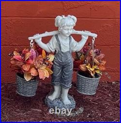 Outdoor Flower Girl Statue w Basket Planters Garden Yard Lawn Art Sculpture 2 ft
