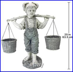 Outdoor Flower Girl Statue w Basket Planters Garden Yard Lawn Art Sculpture 2 ft