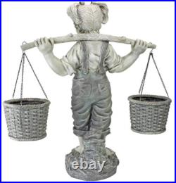 Outdoor Flower Girl Statue w Basket Planters Garden Yard Lawn Art Sculpture 2 ft
