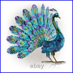 Outdoor Garden Beautiful Colored Metal Peacock Yard and Lawn Decoration Ornament