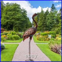 Outdoor Garden Crane Statues And Sculptures Metal Yard Art Statue For Garden Dec