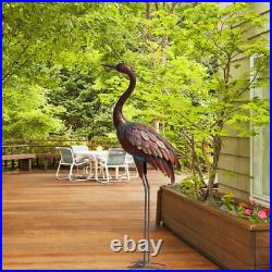 Outdoor Garden Crane Statues And Sculptures Metal Yard Art Statue For Garden Dec