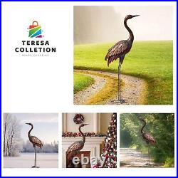 Outdoor Garden Crane Statues and Sculptures Metal Yard Art Statue for Garden