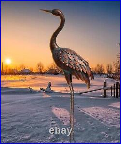 Outdoor Garden Crane Statues and Sculptures Metal Yard Art Statue for Garden