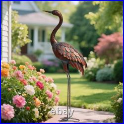 Outdoor Garden Crane Statues and Sculptures Metal Yard Art Statue for Garden