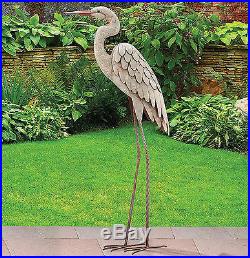Outdoor Garden Decor Egret Bird Yard Large Metal Sculpture Patio Lawn Statue