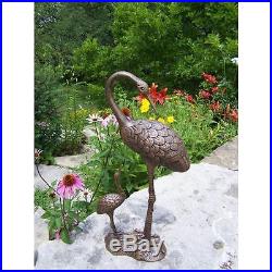 Outdoor Garden Statue Nurturing Iron Metal Cranes Lawn Decor Yard Sculpture New