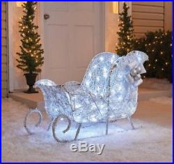 Outdoor Lighted 36 Cool White Twinkling Sleigh Christmas Yard Lawn Decoration