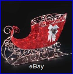Outdoor Lighted 43 Red Sleigh Sculpture Figure Christmas Yard Lawn Decoration