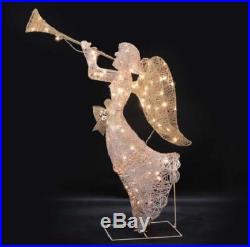 Outdoor Lighted 48 Champagne Ice Angel Sculpture Christmas Yard Lawn Decoration