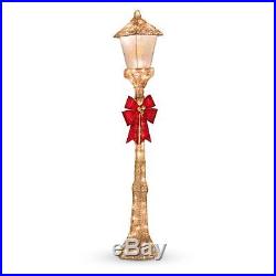 Outdoor Lighted 5 Foot Gold Red Lamp Post Sculpture Christmas Yard Lawn Decor PS