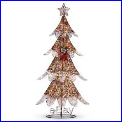 Outdoor Lighted 6 foot Rustic Frosted Christmas Tree Sculpture Yard Decor PS