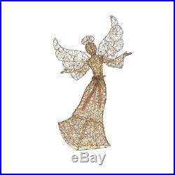 Outdoor Lighted Christmas Yard Angel Decoration Brown Grapevine Indoor Outdoor