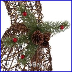 Outdoor Lighted Christmas Yard Angel Decoration Brown Grapevine Indoor Outdoor
