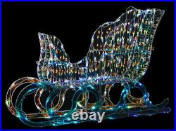 Outdoor Lighted Christmas Yard Decoration Sleigh LED Light Lawn Decor Iridescent