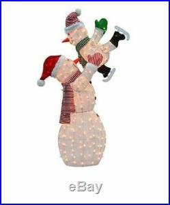 Outdoor Lighted Snowman Momma Baby Sculpture Christmas Decor Holiday Yard Lawn