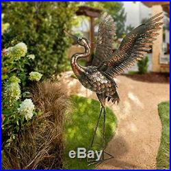Outdoor Metal Crane Heron Yard Art Statue and Sculptures for Garden Lawn Patio
