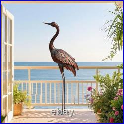 Outdoor Metal Garden Crane Statue Large Bronze Yard Art Decor for Lawn Patio