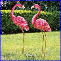 Outdoor Metal Garden Statues Yard Sculptures Patio Decor Set Flamingo Lawn Bird