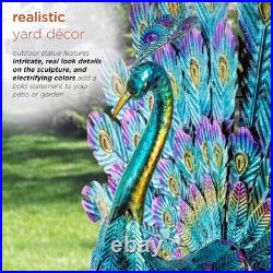 Outdoor Metal Peacock Statue Garden Decor Yard Sculpture 23 Tall Multicolor