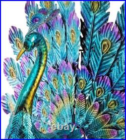 Outdoor Metal Peacock Statue Garden Decor Yard Sculpture 23 Tall Multicolor