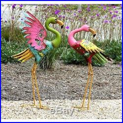 Outdoor Metal Sculpture Flamingo Garden Statues Birds Yard Art Figurine Terrace