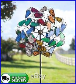 Outdoor Multi Colored Plume Durable Metal Garden Wind Spinner Yard Sculpture New
