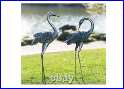 Outdoor Pair Coastal Birds Heron Statue Lawn Garden Crane Beach Sculpture Yard