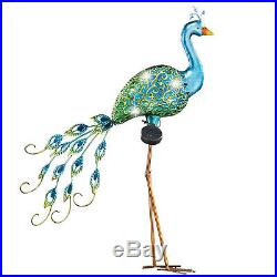 Outdoor Peacock Stake Decoration Yard Solar Lighted Sculpture Lawn Ornament Gift