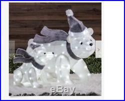 Outdoor Polar Bears Mom Cub Christmas Holiday Decor Sculpture Yard Lawn Lights