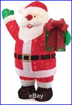 Outdoor Santa Christmas Decoration Yard 7ft with 400 LED Lights Giant Fuzzy Tinsel