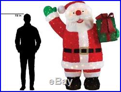 Outdoor Santa Christmas Decoration Yard 7ft with 400 LED Lights Giant Fuzzy Tinsel