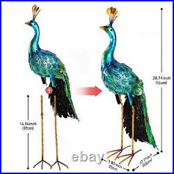 Outdoor Solar Peacock Decor Garden Statue Metal Yard Art Decoration Outdoor
